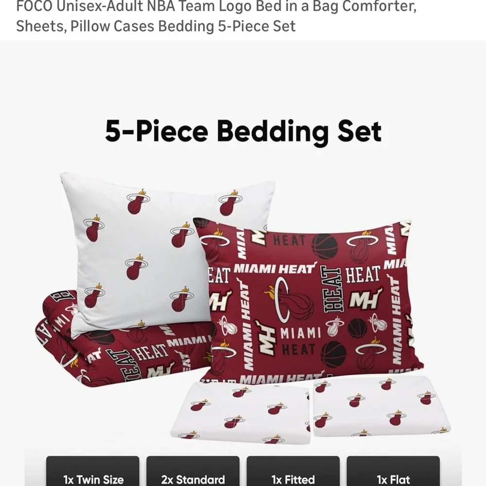 NFL Miami Heat Comforter Set - Maroon & White